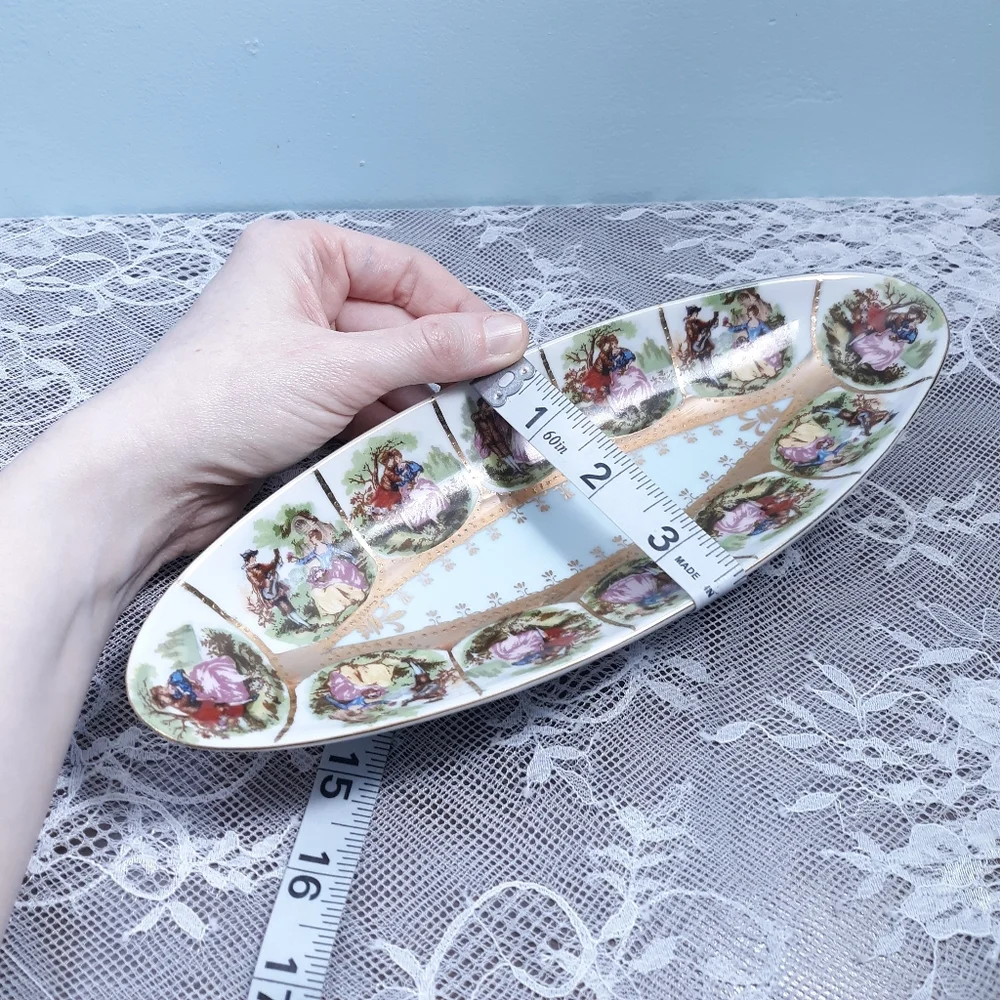 1890s Hand Painted Royal Vienna Oval Portrait Plate Bon Bon Dish Beehive Mark